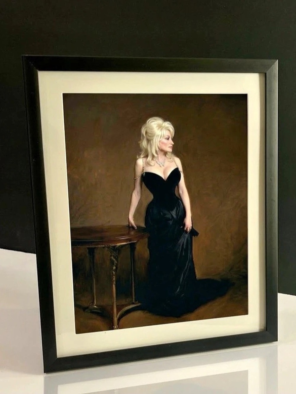 Framed Dolly Parton as Madame X– Homage to John Singer Sargent’s Famous Portrait
